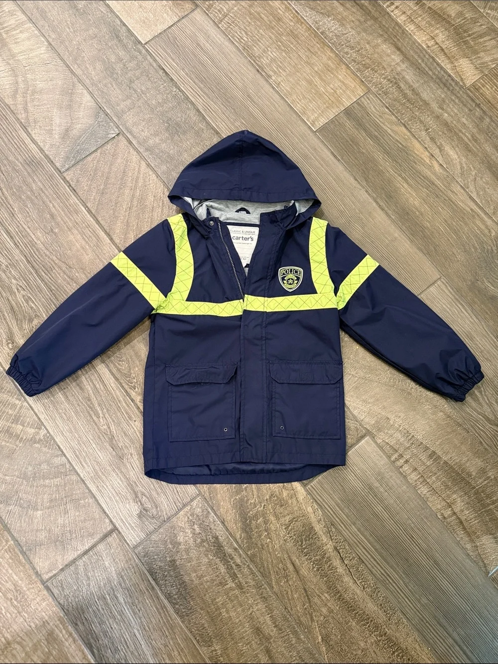 Carter’s Boys Police Utility Rain Jacket Navy Hooded Size 8 XL